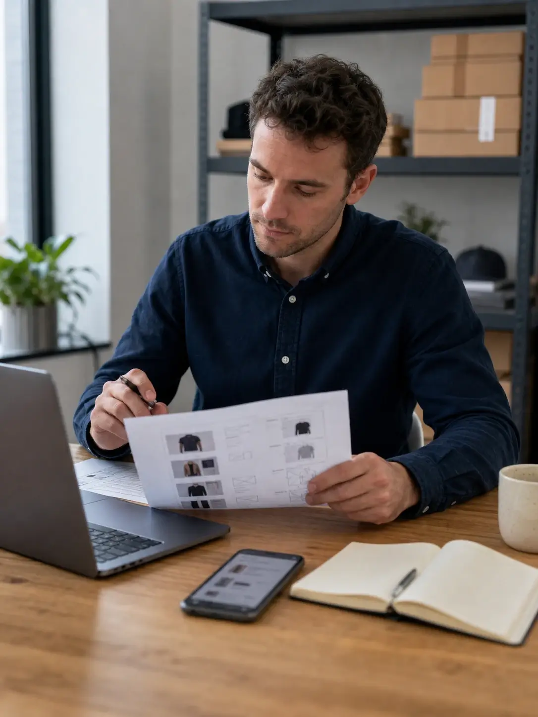 Man reviewing product page layout